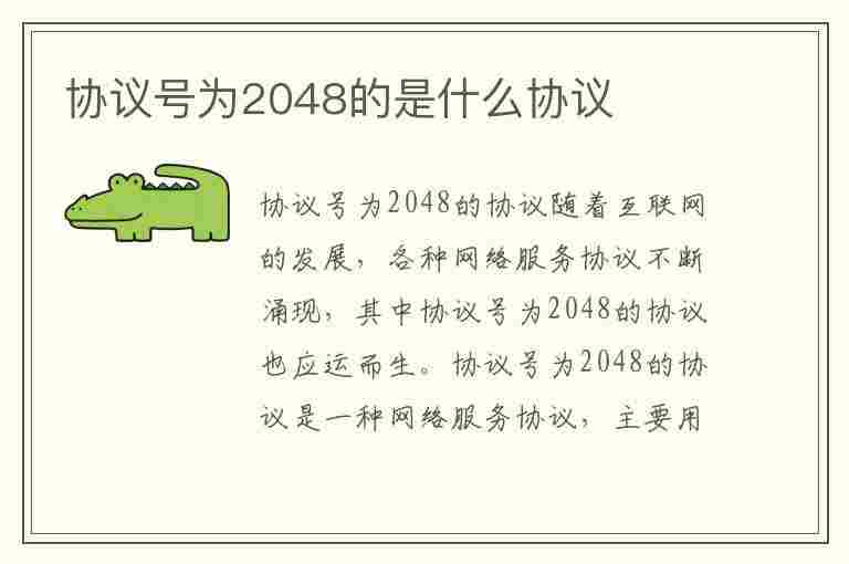 协议号为2048的是什么协议(协议号为2048的是什么协议啊)