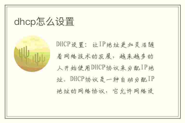 dhcp怎么设置(dhcp怎么设置才能上网)