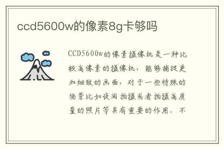 ccd5600w的像素8g卡够吗(ccd相机600万像素)