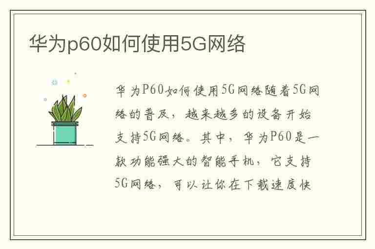 华为p60如何使用5G网络(华为p60如何使用5g网络功能)