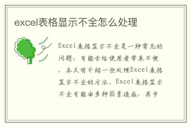 excel表格显示不全怎么处理