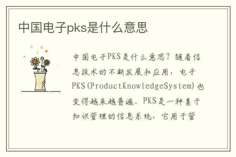 中国电子pks是什么意思(中国电子pks由什么组成)