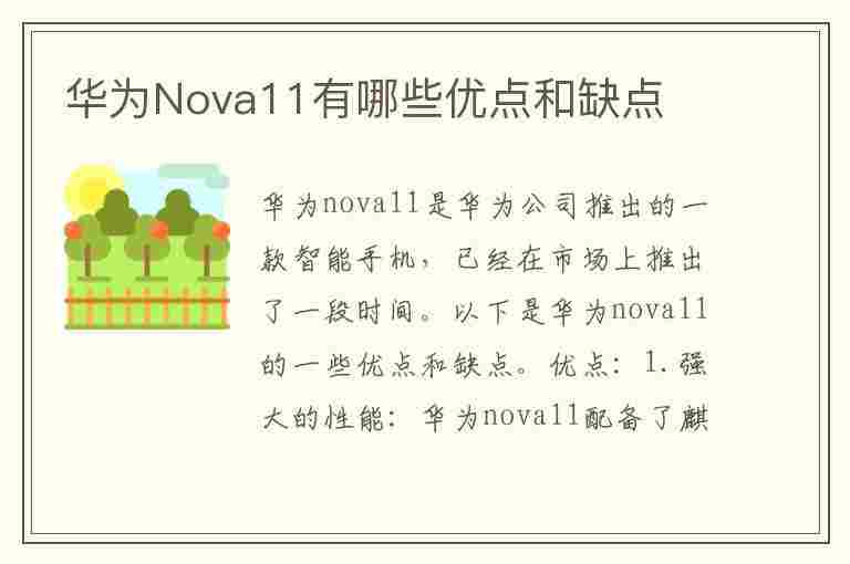 华为Nova11有哪些优点和缺点