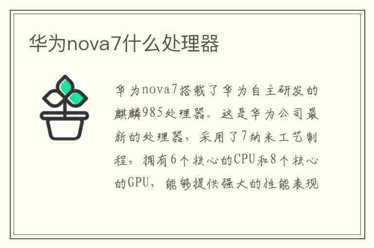 华为nova7什么处理器(华为nova7什么处理器相当于骁龙几)