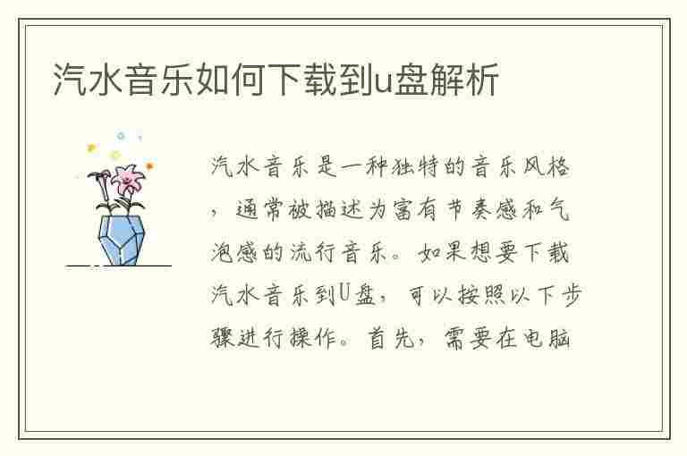 汽水音乐如何下载到u盘解析