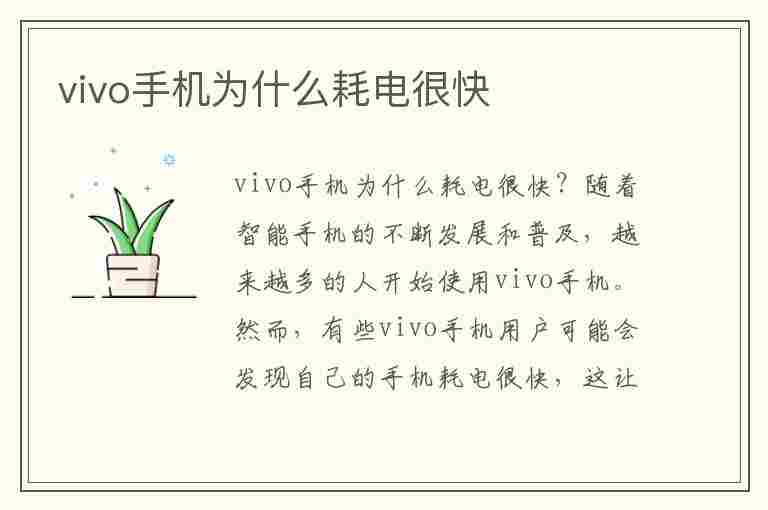 vivo手机为什么耗电很快