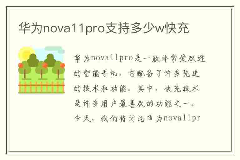 华为nova11pro支持多少w快充