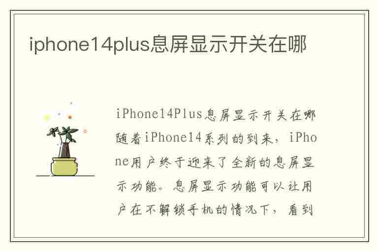 iphone14plus息屏显示开关在哪