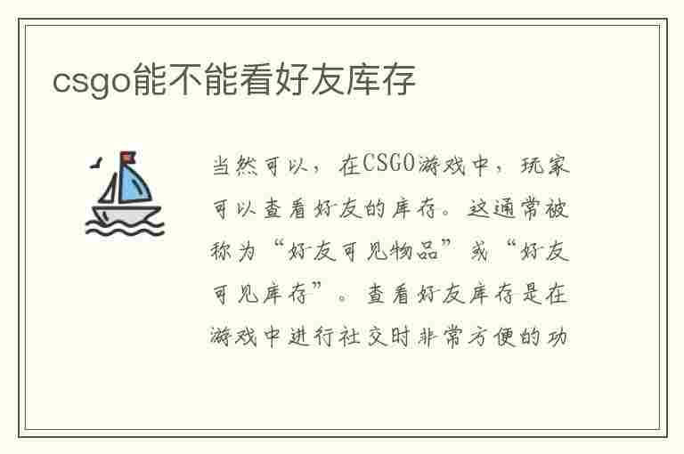 csgo能不能看好友库存(csgo能不能看好友库存数据)