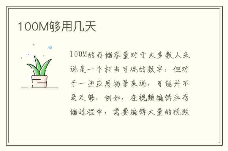 100M够用几天(100m够用多久)