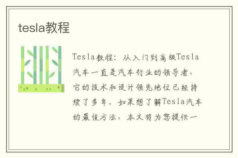 tesla教程(特斯拉 教程)