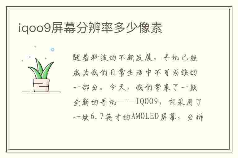 iqoo9屏幕分辨率多少像素