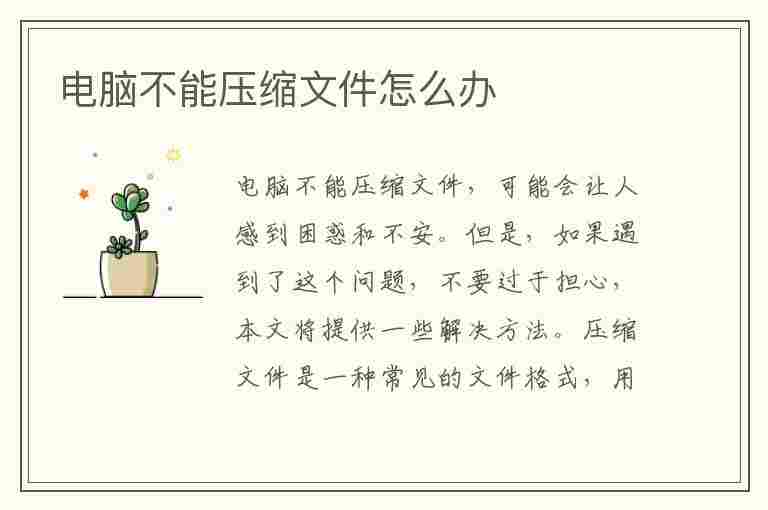 电脑不能压缩文件怎么办(电脑不能压缩文件要装什么软件)