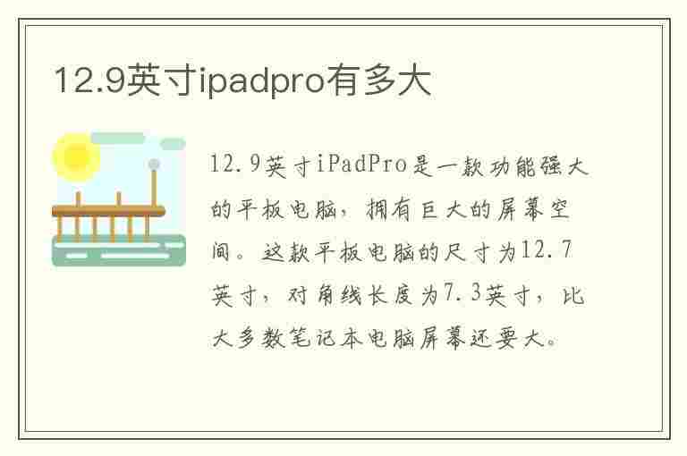 12.9英寸ipadpro有多大(12.9英寸ipadpro有多大A4)