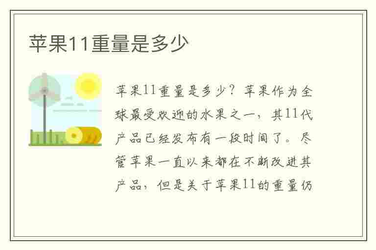 苹果11重量是多少(苹果11重量是多少克)