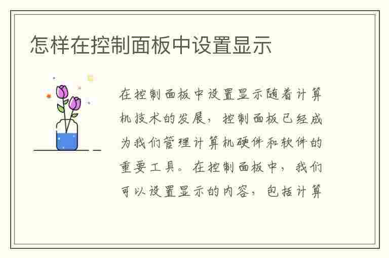 怎样在控制面板中设置显示(怎样在控制面板中设置显示桌面图标)