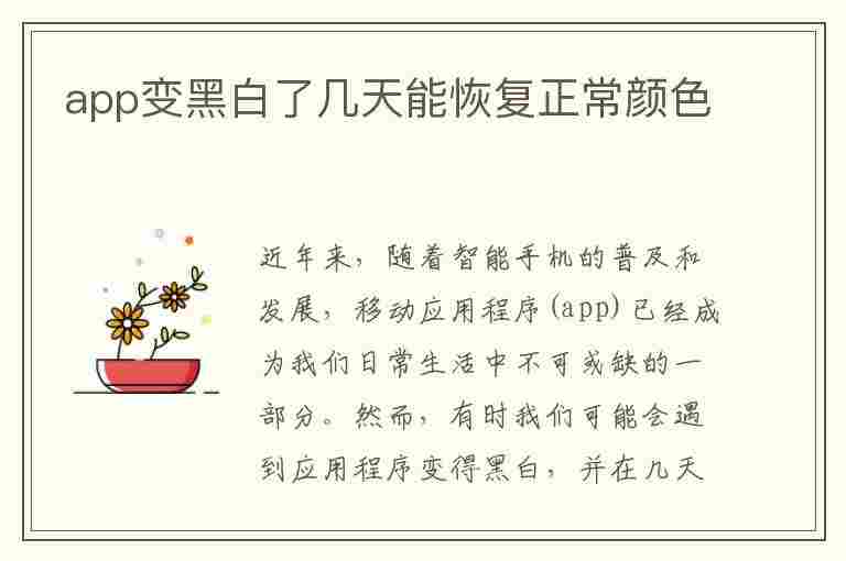 app变黑白了几天能恢复正常颜色