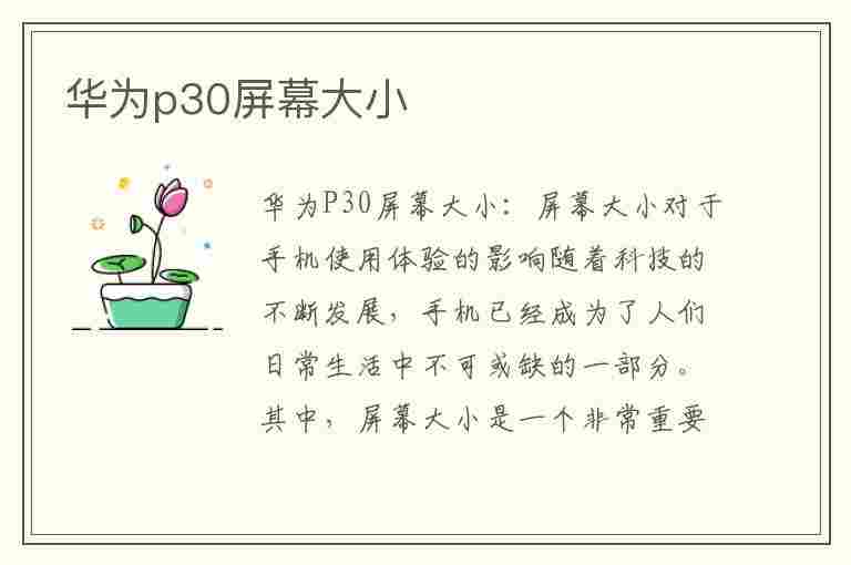 华为p30屏幕大小(华为p30屏幕大小尺寸)