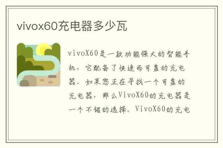 vivox60充电器多少瓦(vivox60充电器多少瓦快充)