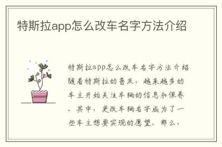 特斯拉app怎么改车名字方法介绍