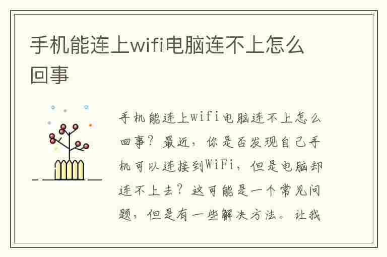 手机能连上wifi电脑连不上怎么回事