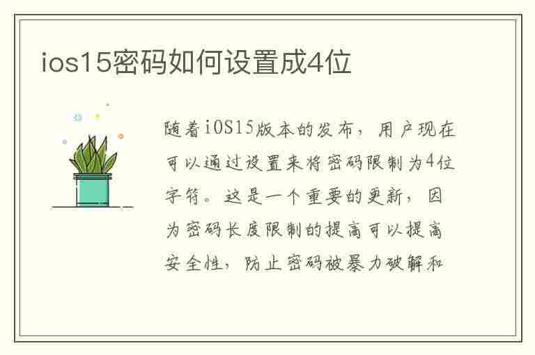 ios15密码如何设置成4位(ios15密码怎么调4位数)