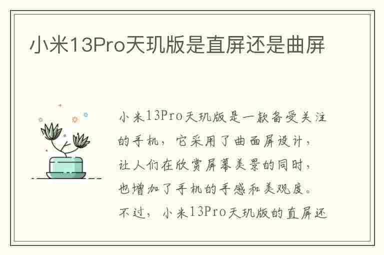 小米13Pro天玑版是直屏还是曲屏