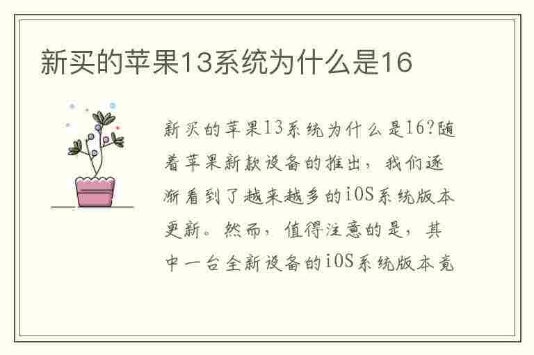 新买的苹果13系统为什么是16(苹果13为什么还要更新15.0)