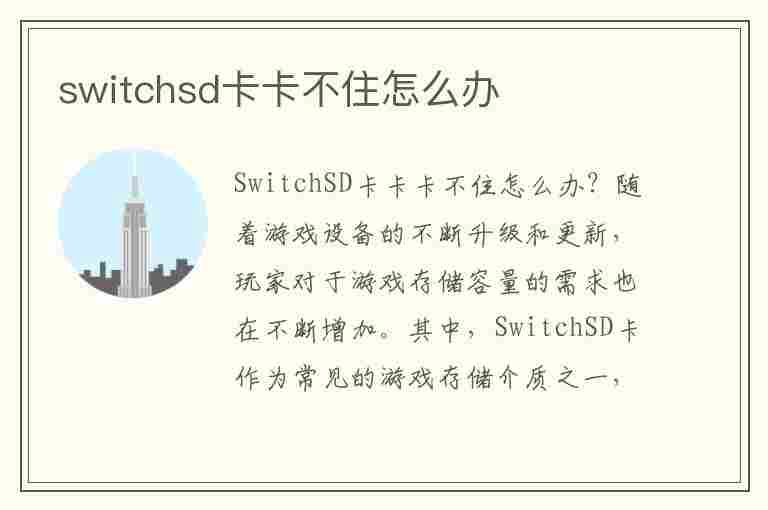 switchsd卡卡不住怎么办