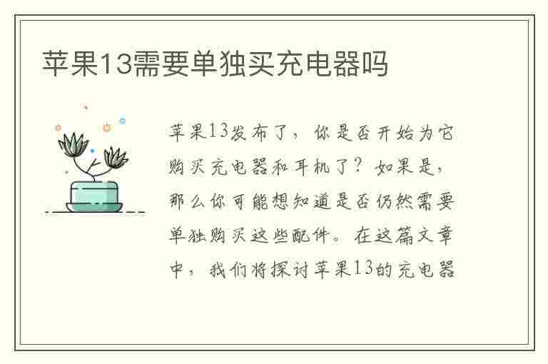 苹果13需要单独买充电器吗(苹果13需要单独买充电器吗苹果13充电速度)