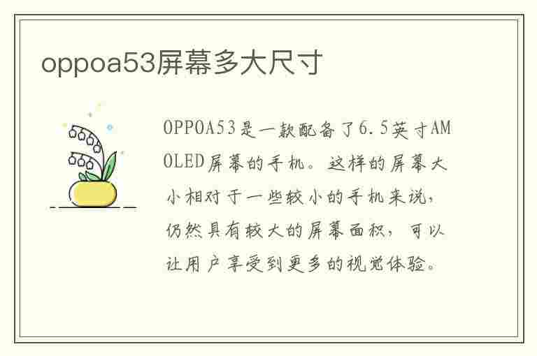 oppoa53屏幕多大尺寸(oppoa53 5g屏幕多大尺寸)