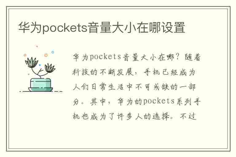 华为pockets音量大小在哪设置