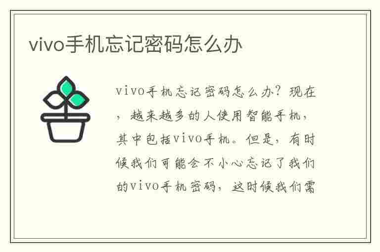 vivo手机忘记密码怎么办