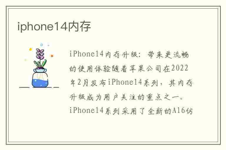 iphone14内存(iphone14内存是多少)