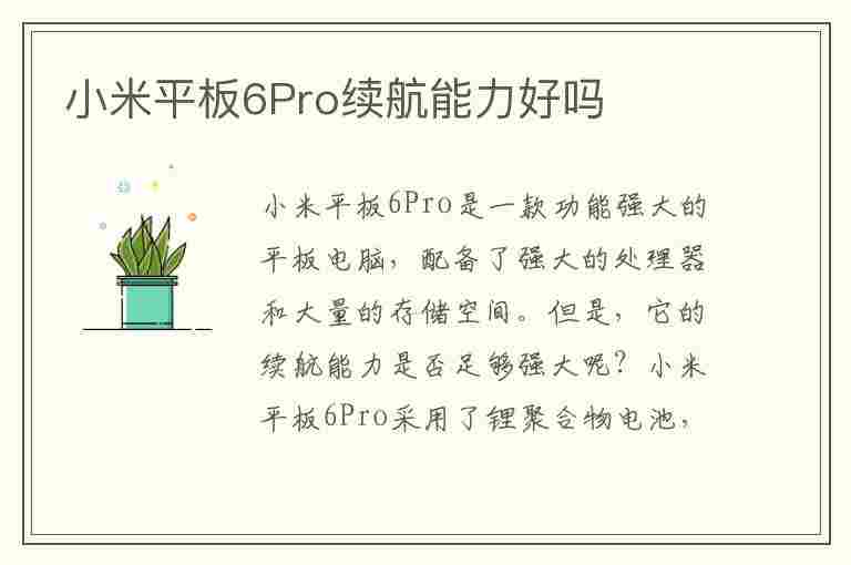 小米平板6Pro续航能力好吗