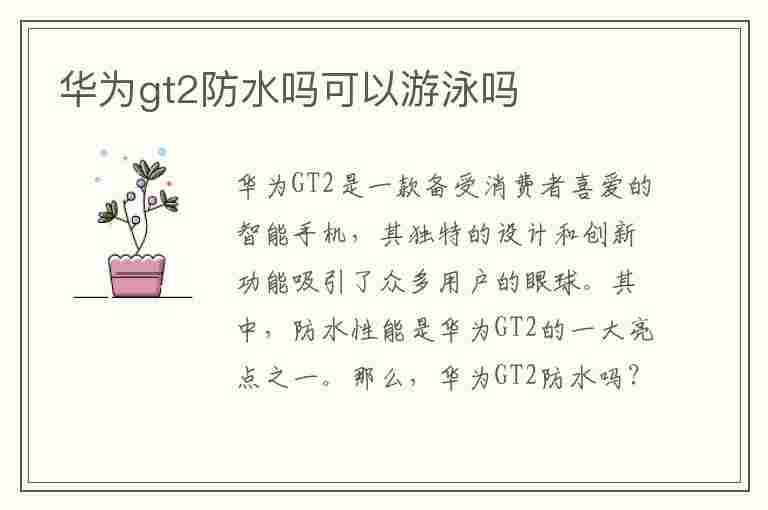 华为gt2防水吗可以游泳吗(华为gt2游泳能带吗)