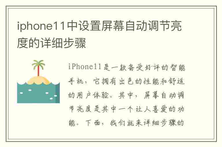 iphone11中设置屏幕自动调节亮度的详细步骤