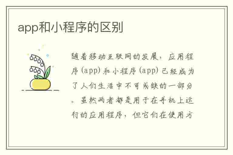 app和小程序的区别(三国吧兄弟app和小程序的区别)