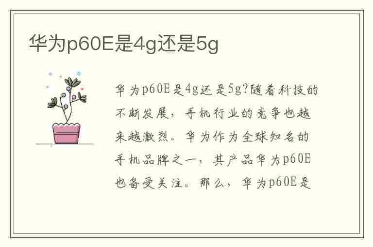 华为p60E是4g还是5g(华为p60是5g吗)