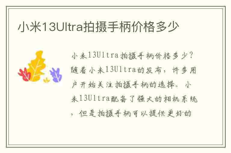 小米13Ultra拍摄手柄价格多少