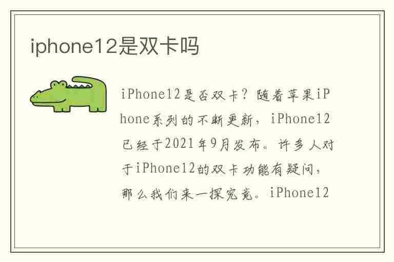 iphone12是双卡吗(美版iphone12是双卡吗)