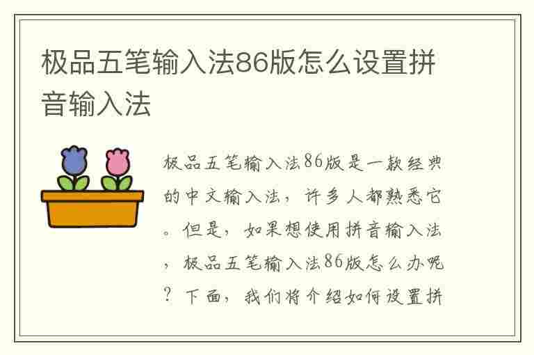 极品五笔输入法86版怎么设置拼音输入法