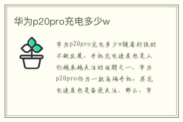 华为p20pro充电多少w(华为p20pro充电多少瓦)