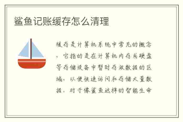 鲨鱼记账缓存怎么清理