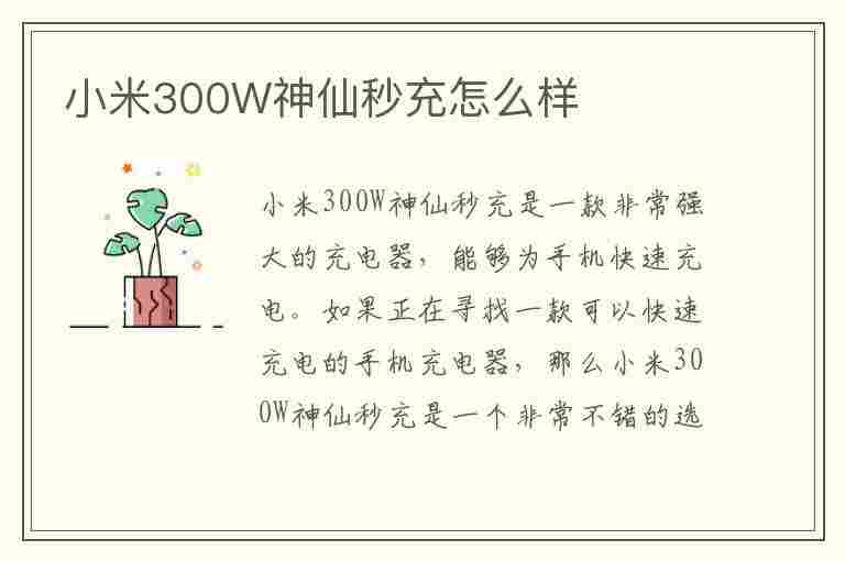 小米300W神仙秒充怎么样(小米300w神仙秒充怎么样啊)