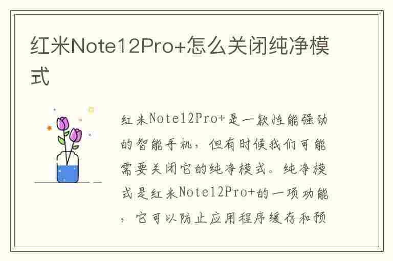 红米Note12Pro+怎么关闭纯净模式