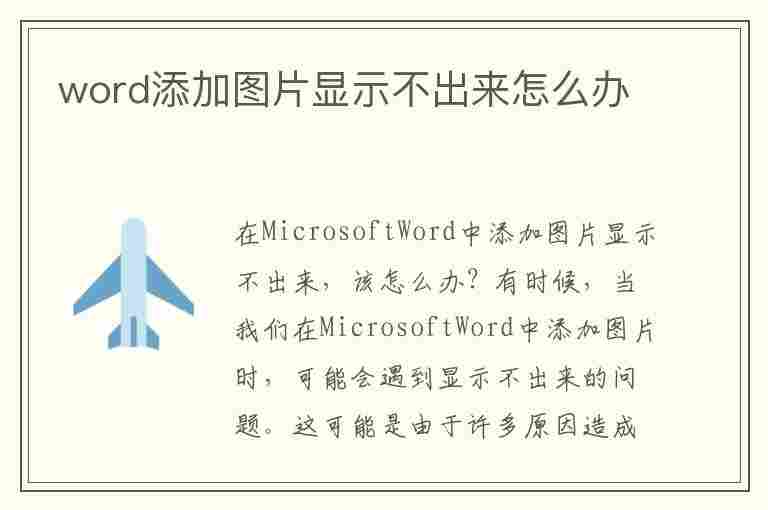 word添加图片显示不出来怎么办