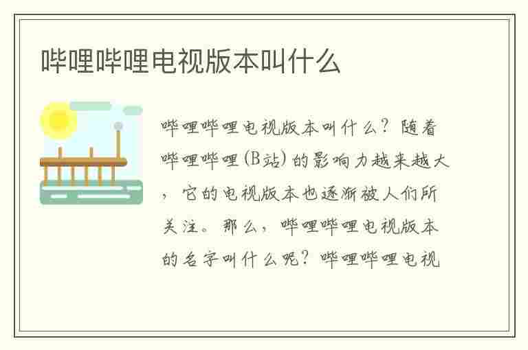 哔哩哔哩电视版本叫什么(哔哩哔哩电视版本叫什么名字)