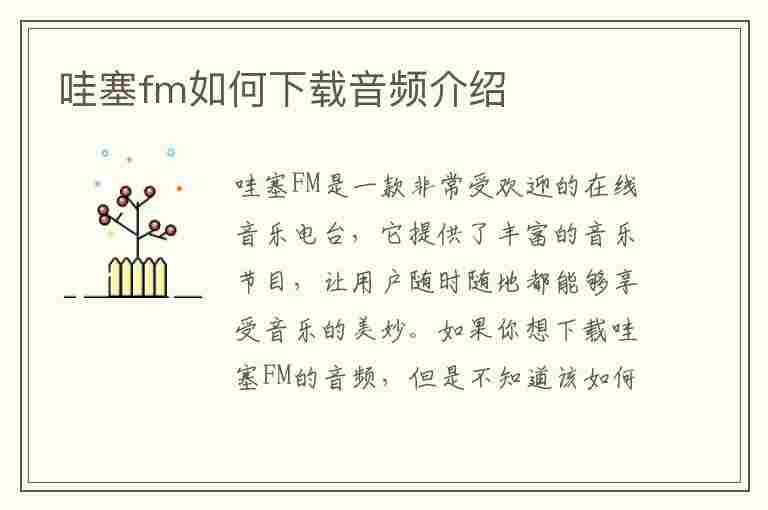 哇塞fm如何下载音频介绍(哇塞fm如何下载音频介绍视频)