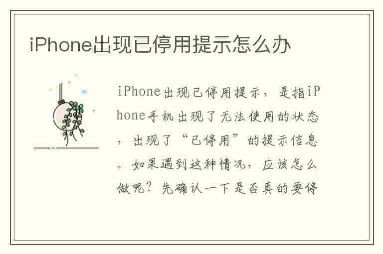 iPhone出现已停用提示怎么办